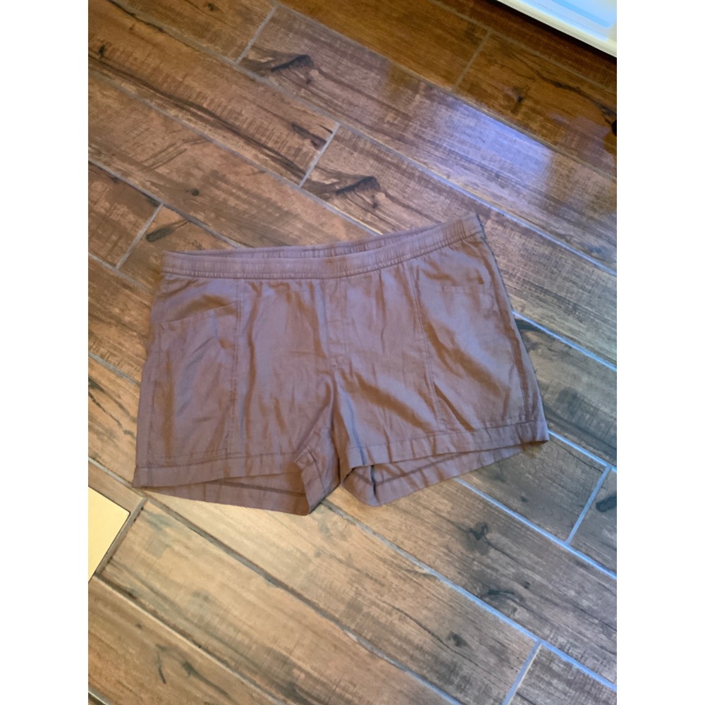 Old Navy Women's HighRise Linen Blend Shorts Brown Mauve Elastic Waist 4 Inseam